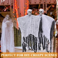 Zeedix 6 Pack Halloween Creepy Cloth 30 X 75 Inches Halloween Decoration Spooky Scary Gauze Cloth White Cheesecloth For Hallowee