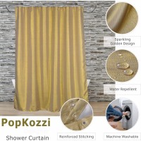 Popkozzi Gold Shower Curtains For Bathroom Glitter Sparkle Bling Fabric Decorative Shower Curtain Waterproof Washable Luxury