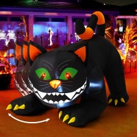 Comin 6 Ft Halloween Inflatables Black Cat Outdoor Decorations Blow Up Yard Large Cat With Moving Head And Builtin Leds For Ind