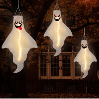 Jpfezry 3Pcs Halloween Decorations Outdoor Ghost Windsock Led Hanging Decor Hallowmas Wind Sock Tree Yard Party Ornamentsno B