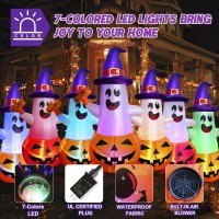 Fotako 5Ft Halloween Inflatables Decorations Outdoor Pumpkin Ghost With Multicolor Flashing Buildin Led Blow Up Yard Decor Inf