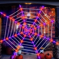 Halloween Spider Web Lights Decoration 12 Ft Lighted Spider Web Giant Halloween Yard Outdoor Decorations With 120 Led Waterproof