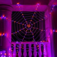 Halloween Spider Web Lights Decoration 12 Ft Lighted Spider Web Giant Halloween Yard Outdoor Decorations With 120 Led Waterproof