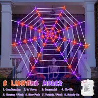 Halloween Spider Web Lights Decoration 12 Ft Lighted Spider Web Giant Halloween Yard Outdoor Decorations With 120 Led Waterproof