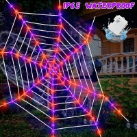 Halloween Spider Web Lights Decoration 12 Ft Lighted Spider Web Giant Halloween Yard Outdoor Decorations With 120 Led Waterproof