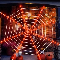 Halloween Spider Web Lights Decor Giant 12 Ft Halloween Decorations Outdoor Lighted Mega Spider Web With 120 Led Waterproof For