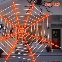 Halloween Spider Web Lights Decor Giant 12 Ft Halloween Decorations Outdoor Lighted Mega Spider Web With 120 Led Waterproof For