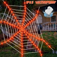 Halloween Spider Web Lights Decor Giant 12 Ft Halloween Decorations Outdoor Lighted Mega Spider Web With 120 Led Waterproof For