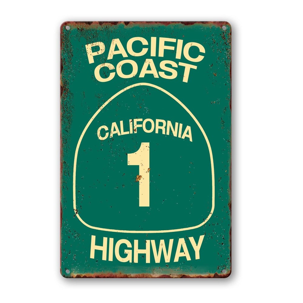 Vintage Metal Tin Sign Pacific Coast Highway Signs California Decor Abbey Street Road Sign Surf Tin Signs Summer Travel Gift 12