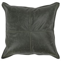 Cheyenne 100 Leather 22 Throw Pillow in Green By Kosas Home