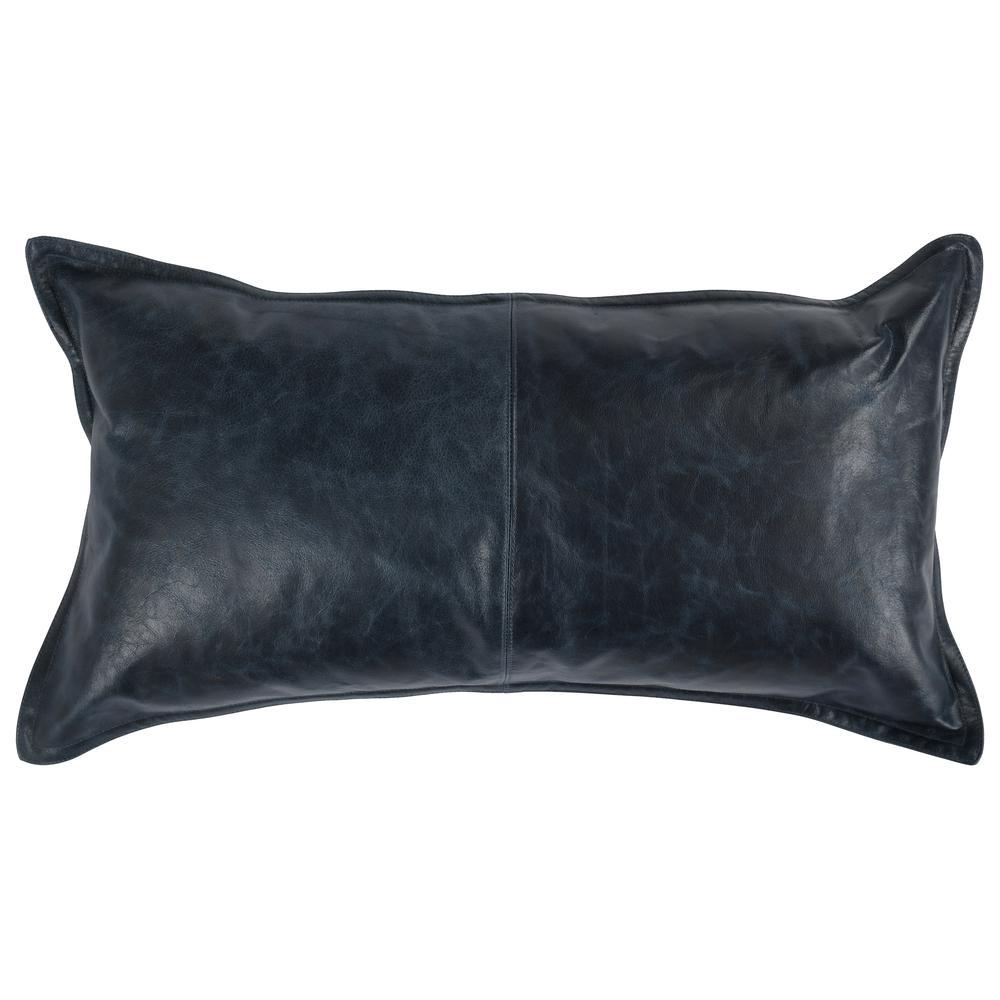 Cheyenne 100 Leather 14x 26 Throw Pillow in Blue by Kosas Home