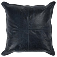 Cheyenne 100 Leather 22 Throw Pillow in Blue by Kosas Home