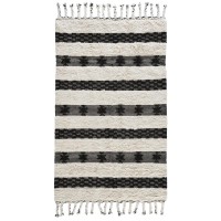 Loena Shag BlackIvory Handwoven Area Rug by Kosas Home