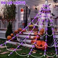 Halloween Spider Web Lights 150 Led Lighted Spider Web Giant 164 Ft Halloween Decorations Light Up With 8 Lighting Modes Waterp