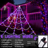 Halloween Spider Web Lights 150 Led Lighted Spider Web Giant 164 Ft Halloween Decorations Light Up With 8 Lighting Modes Waterp