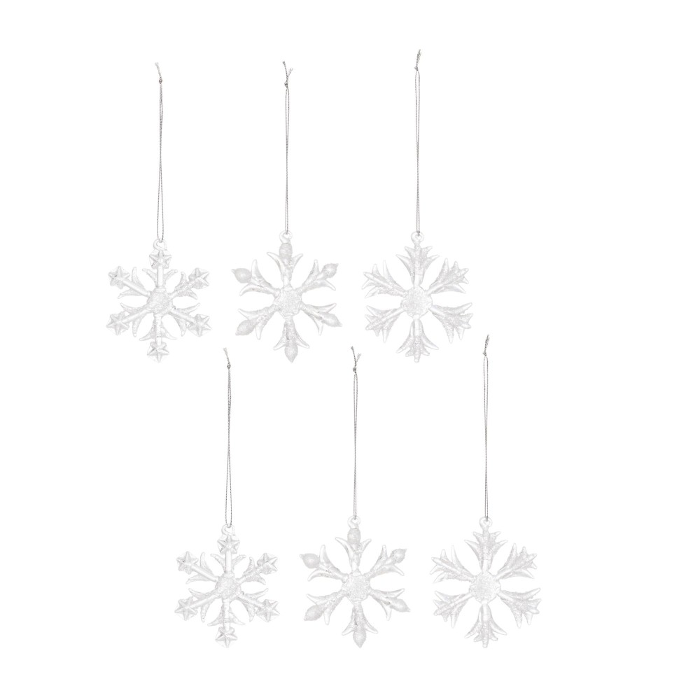 Glass Snowflake Ornament Set of 6