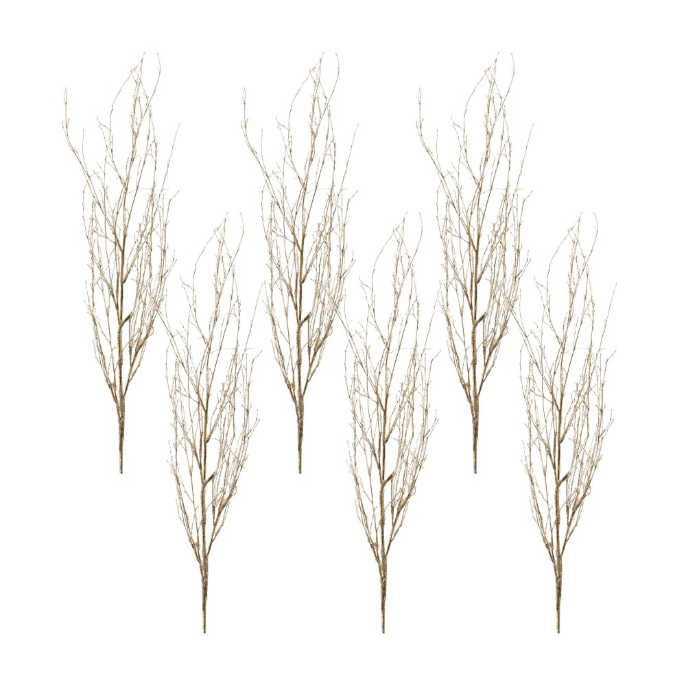 Bamboo Glitter Branch Set of 6