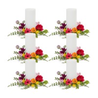 Mixed Floral Candle Ring Set of 6