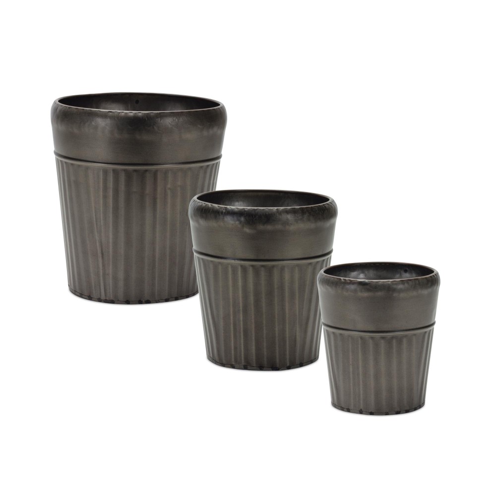 Decorative Metal Pot Set of 3