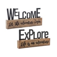 Explore and Welcome Sign Set of 2