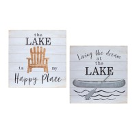 Wooden Lake Sign Set of 2