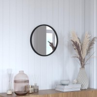 Julianne 16 Round Black Metal Framed Wall Mirror Large Accent Mirror for Bathroom Vanity Entryway Dining Room Living Ro