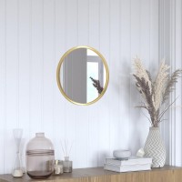 Julianne 16 Round Gold Metal Framed Wall Mirror Large Accent Mirror for Bathroom Vanity Entryway Dining Room Living Roo