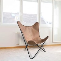 Amerihome Genuine Leather Butterfly Chair - Light Tan