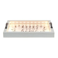 Elegant Designs Salento Farmhouse Rectangular Decorative LED Light Up Wooden Serving Tray Gray Wash