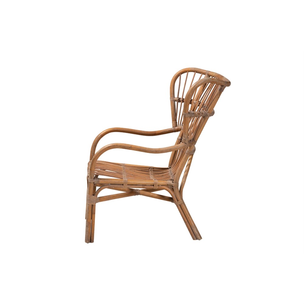 Baxton Studio Lamaria Modern Bohmenian Natural Brown Antique Rattan Armchair