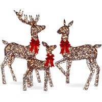 Best Choice Products 3Piece Large Rattan Deer Family Lighted Christmas Reindeer 5Ft Outdoor Yard Decoration Set W 360 Incande