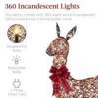 Best Choice Products 3Piece Large Rattan Deer Family Lighted Christmas Reindeer 5Ft Outdoor Yard Decoration Set W 360 Incande