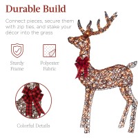 Best Choice Products 3Piece Large Rattan Deer Family Lighted Christmas Reindeer 5Ft Outdoor Yard Decoration Set W 360 Incande