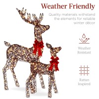 Best Choice Products 3Piece Large Rattan Deer Family Lighted Christmas Reindeer 5Ft Outdoor Yard Decoration Set W 360 Incande