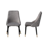 Baxton Studio Giada Contemporary Glam and Luxe Grey Velvet Fabric and Dark Brown Finished Wood 2Piece Dining Chair Set