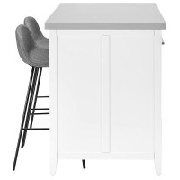 Crosley Furniture Silvia Kitchen Island With Stainless Steel Top And Riley Stools, White/Gray