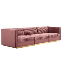 Sanguine Channel Tufted Performance Velvet 3Seat Modular Sectional Sofa