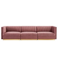 Sanguine Channel Tufted Performance Velvet 3Seat Modular Sectional Sofa