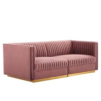 Sanguine Channel Tufted Performance Velvet Modular Sectional Sofa Loveseat