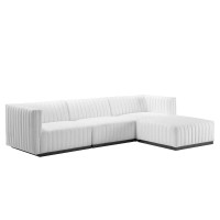 Conjure Channel Tufted Upholstered Fabric 4Piece Sectional Sofa