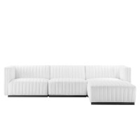 Conjure Channel Tufted Upholstered Fabric 4Piece Sectional Sofa