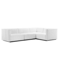 Conjure Channel Tufted Upholstered Fabric 4Piece LShaped Sectional