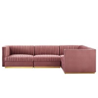 Tufted Performance Velvet 4Piece RightFacing Modular Sectional Sofa