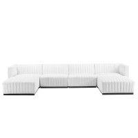 Conjure Channel Tufted Upholstered Fabric 6Piece Sectional Sofa