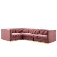 Tufted Performance Velvet 4Piece LeftFacing Modular Sectional Sofa