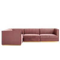 Tufted Performance Velvet 4Piece LeftFacing Modular Sectional Sofa