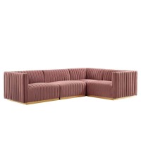 Conjure Channel Tufted Performance Velvet 4Piece Sectional