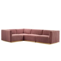 Conjure Channel Tufted Performance Velvet 4Piece Sectional