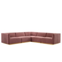 Conjure Channel Tufted Performance Velvet 5Piece Sectional