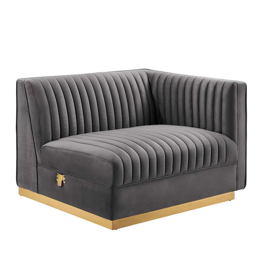 Tufted Performance Velvet Modular Sectional Sofa RightArm Chair